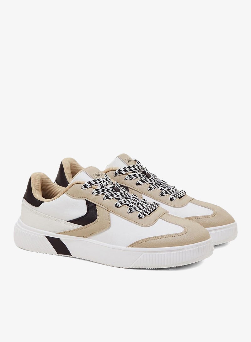 Campus Men's Multi-Tone Sneakers – Cloud-Cushioned, Breathable Mesh – White/Black/Beige - Image 2